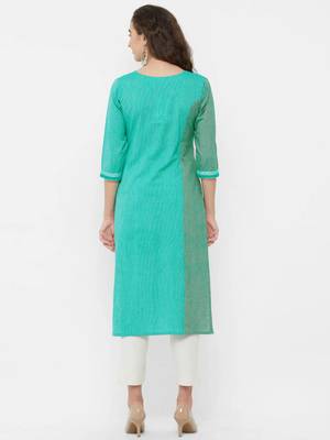Green embroidered cotton ethnic-kurtis 2