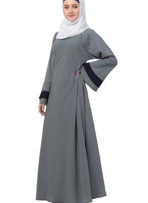 Grey Nida Plain Abaya 5
