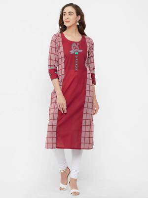 Red printed cotton ethnic-kurtis 1