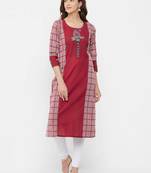 Red printed cotton ethnic-kurtis