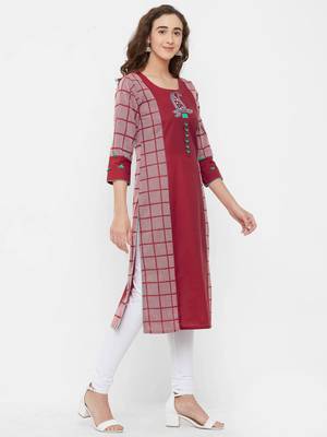 Red printed cotton ethnic-kurtis 3