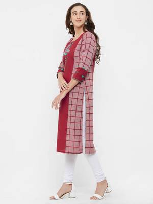 Red printed cotton ethnic-kurtis 4