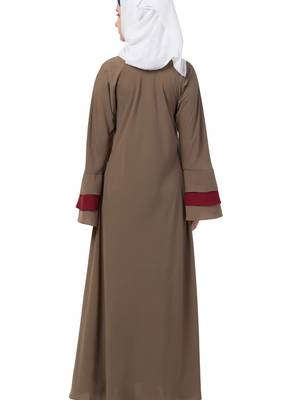 Beige Nida Plain Abaya 2