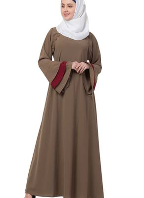 Beige Nida Plain Abaya 3