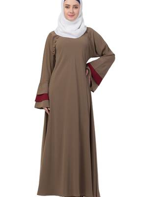 Beige Nida Plain Abaya 1