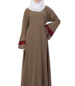Beige Nida Plain Abaya