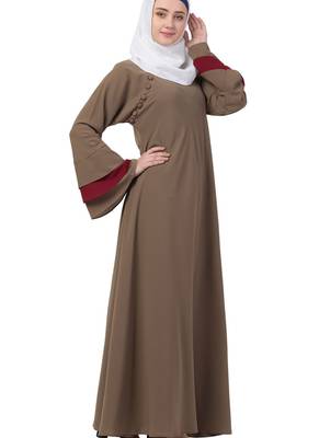 Beige Nida Plain Abaya 4