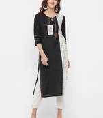 Black printed linen ethnic-kurtis