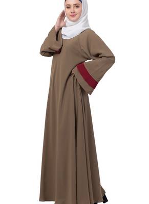 Beige Nida Plain Abaya 5