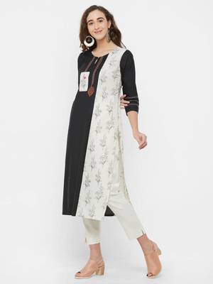 Black printed linen ethnic-kurtis 4