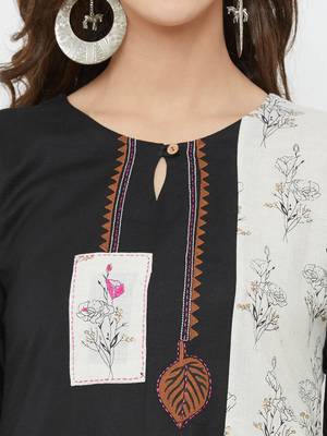 Black printed linen ethnic-kurtis 5