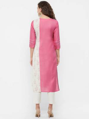 Pink printed linen ethnic-kurtis 2