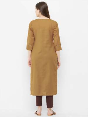 Yellow embroidered cotton ethnic-kurtis 2