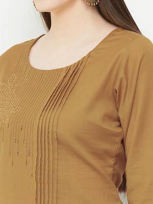 Yellow embroidered cotton ethnic-kurtis 5