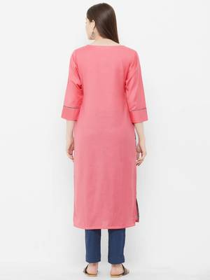 Pink embroidered cotton ethnic-kurtis 2