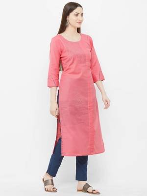 Pink embroidered cotton ethnic-kurtis 3