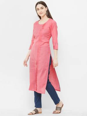 Pink embroidered cotton ethnic-kurtis 4