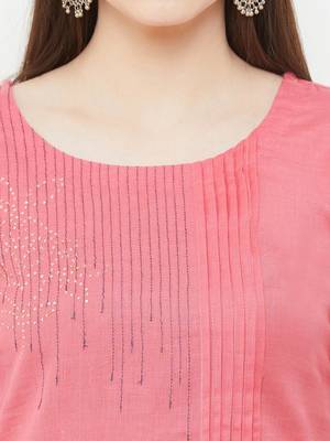 Pink embroidered cotton ethnic-kurtis 5