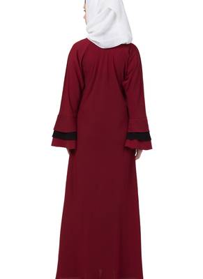 Maroon Nida Plain Abaya 2