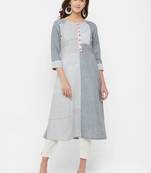 Grey printed cotton ethnic-kurtis