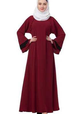 Maroon Nida Plain Abaya 1