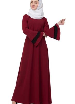 Maroon Nida Plain Abaya 3