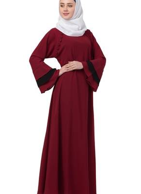 Maroon Nida Plain Abaya 4