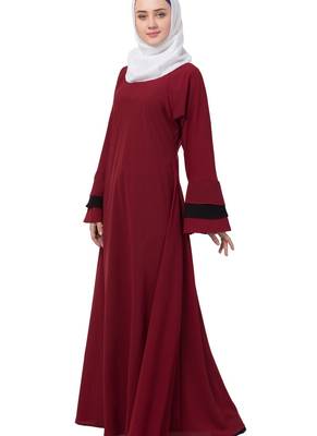 Maroon Nida Plain Abaya 5