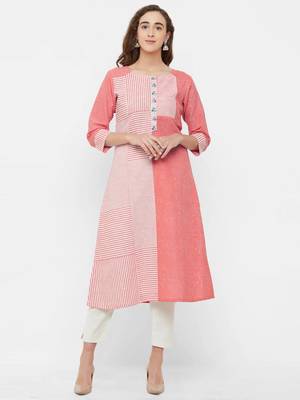 Pink printed cotton ethnic-kurtis 1