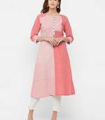 Pink printed cotton ethnic-kurtis