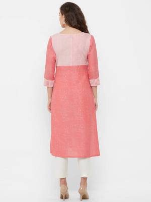 Pink printed cotton ethnic-kurtis 2