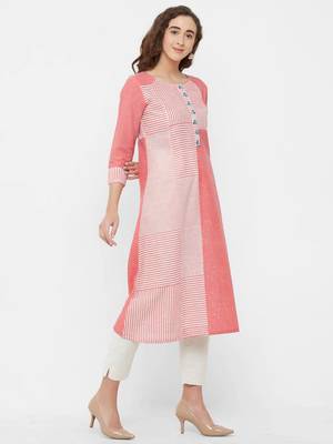 Pink printed cotton ethnic-kurtis 3