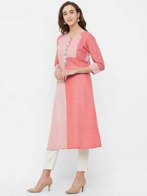 Pink printed cotton ethnic-kurtis 4