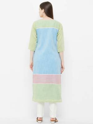 Blue printed linen ethnic-kurtis 2