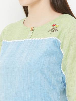 Blue printed linen ethnic-kurtis 5