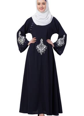 Blue Nida Embroidered Abaya 1