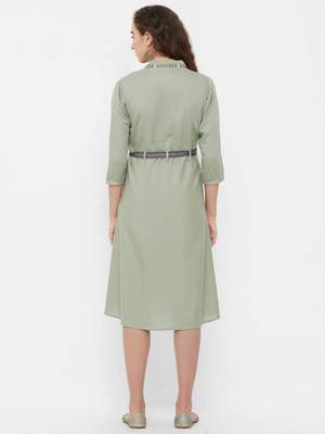 Green plain rayon ethnic-kurtis 2