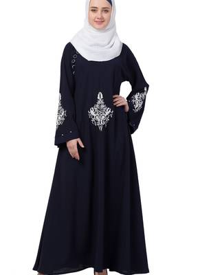Blue Nida Embroidered Abaya 3