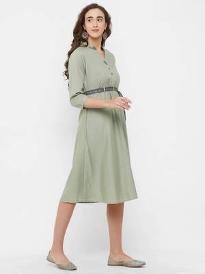 Green plain rayon ethnic-kurtis 3