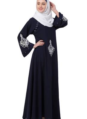 Blue Nida Embroidered Abaya 4
