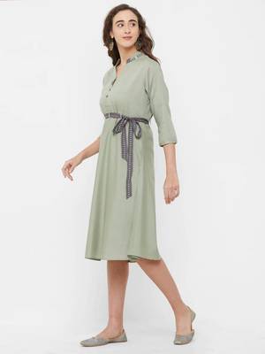 Green plain rayon ethnic-kurtis 4