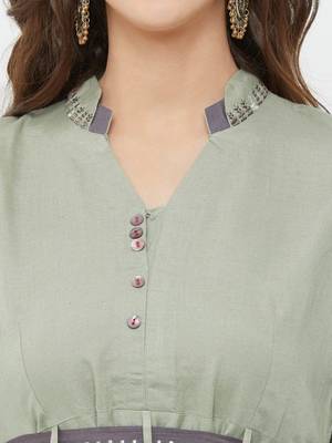 Green plain rayon ethnic-kurtis 5