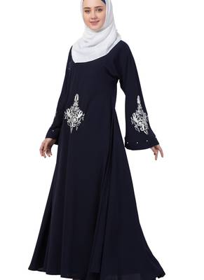 Blue Nida Embroidered Abaya 5