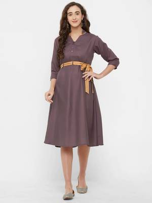 Purple plain rayon ethnic-kurtis 1