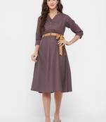 Purple plain rayon ethnic-kurtis