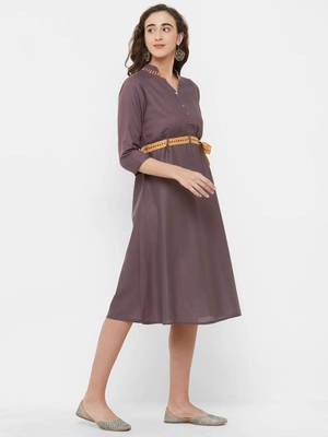 Purple plain rayon ethnic-kurtis 3