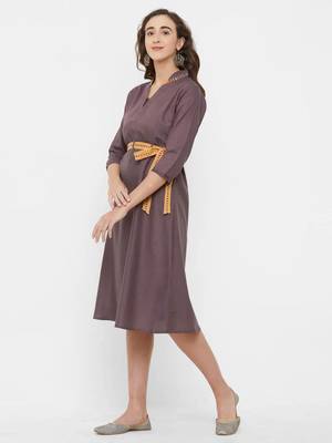 Purple plain rayon ethnic-kurtis 4