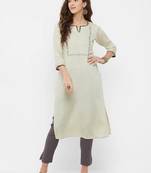 Beige plain rayon ethnic-kurtis