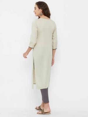 Beige plain rayon ethnic-kurtis 2