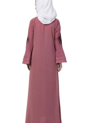 Pink Nida Embroidered Abaya 2